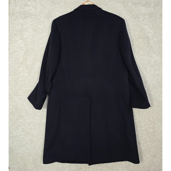 Lanificio Vallombrosa Coat Mens 42R Navy Blue Wool Cashmere Long Preppy - Picture 9 of 15
